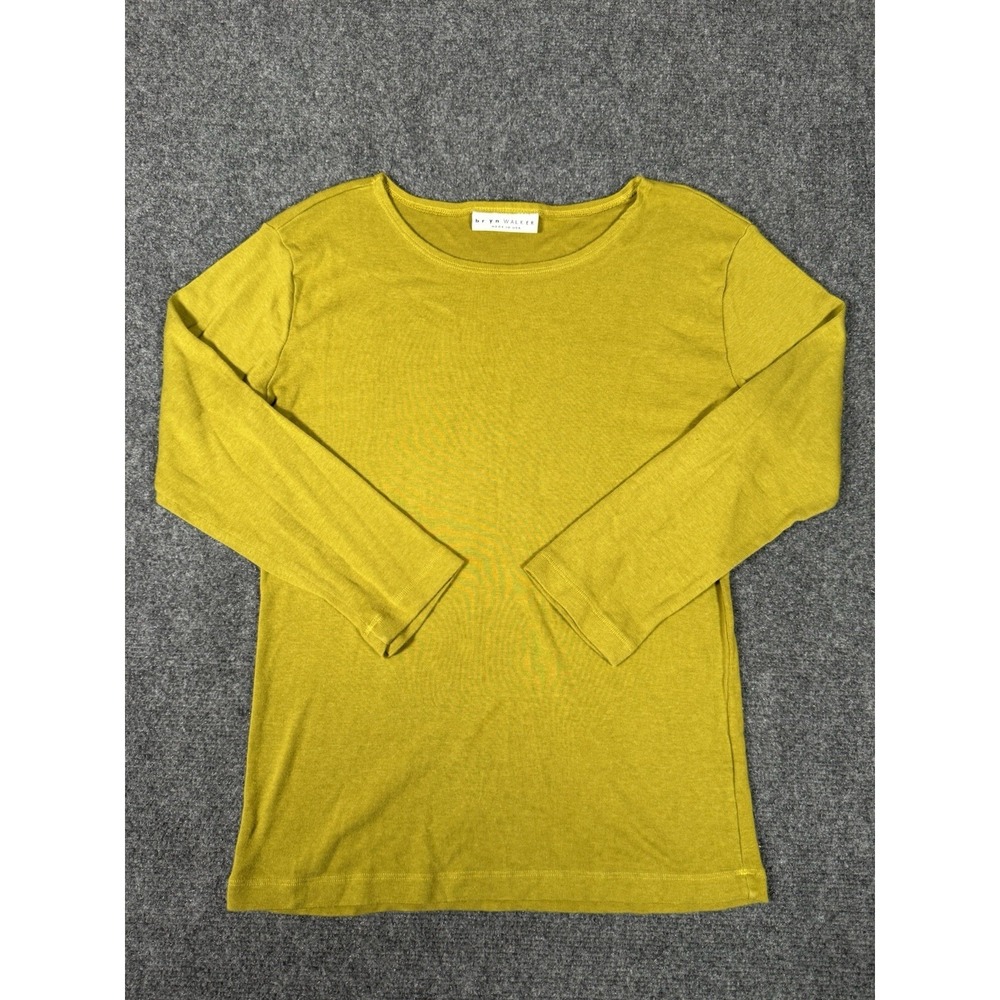 Bryn Walker Top Womens Small Yellow Long Sleeve Tencel Cotton Soft Knit Shirt